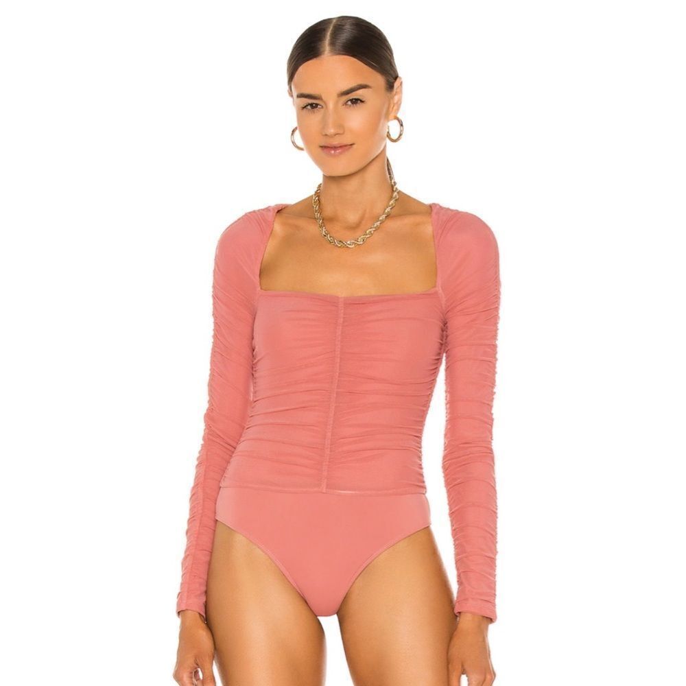 Michael Costello × REVOLVE Hallie Bodysuit in Mauve